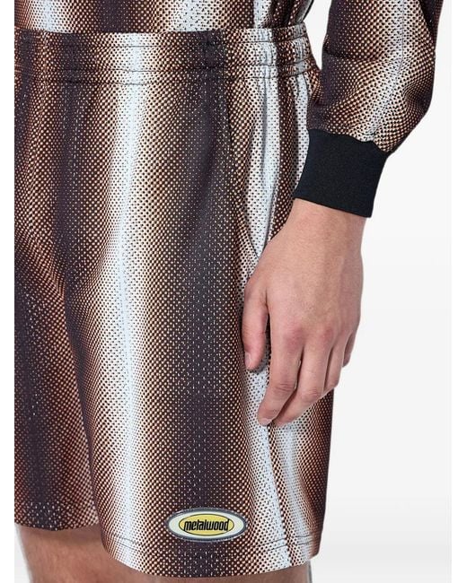 METALWOOD STUDIO Black Mesh-Like Elasticated-Waistband Shorts for men