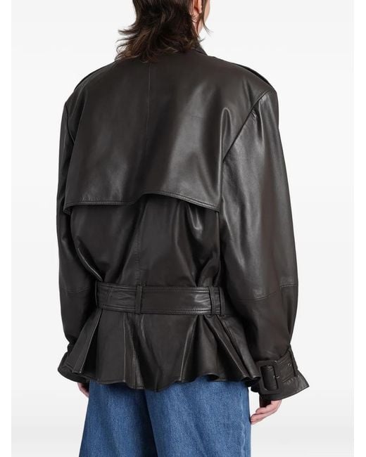 ROTATE BIRGER CHRISTENSEN Black Biker Leather Jacket Dark