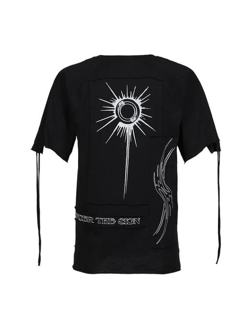 UNDER THE SIGN Black Uts Chronicles Printed Patchwork T-Shirt for men