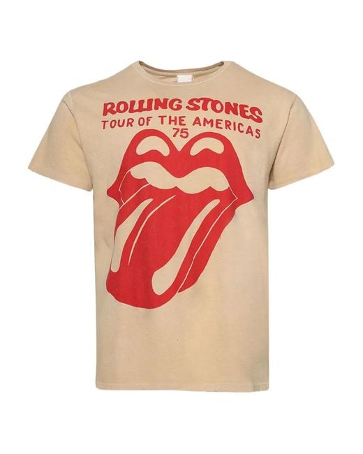 MadeWorn White Rolling Stones Tea Stained Tongue '90S-Graphic Cotton T-Shirt