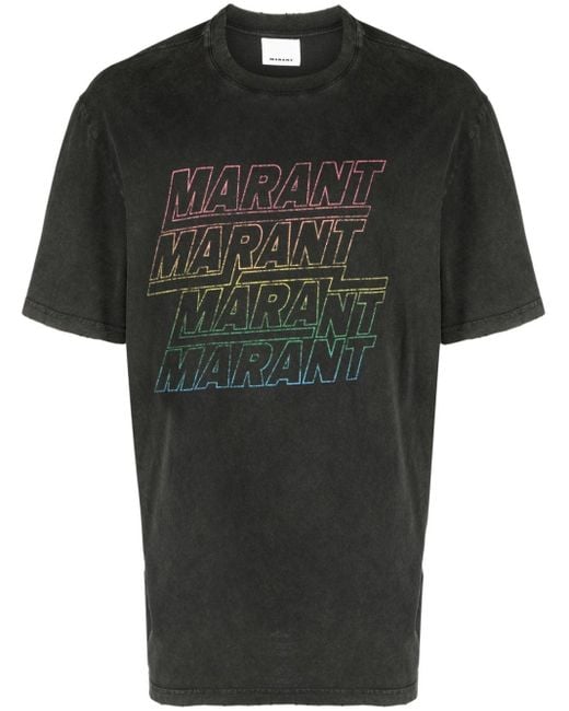 Isabel Marant Black Logo-print Organic-cotton T-shirt for men