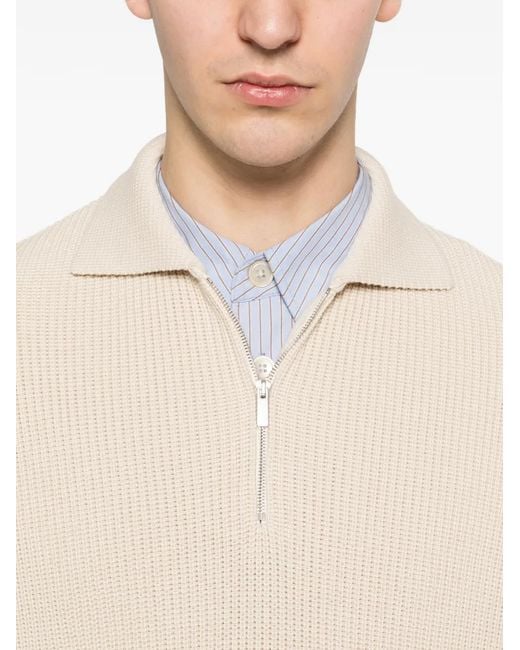 Lardini White Half-Zip Polo Sweater for men