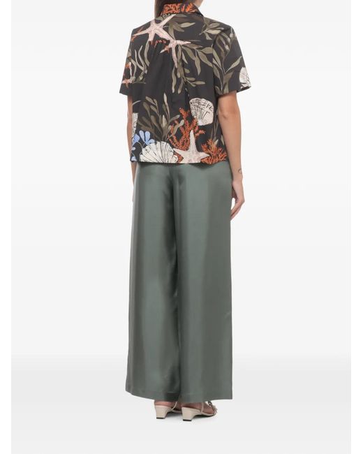 Marella Black Seashell-Print Short-Sleeve Shirt