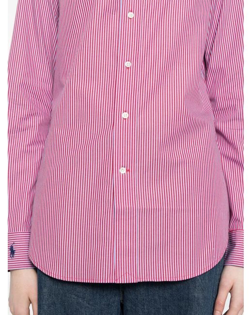 Polo Ralph Lauren Pink Logo-Embroidered Striped Shirt