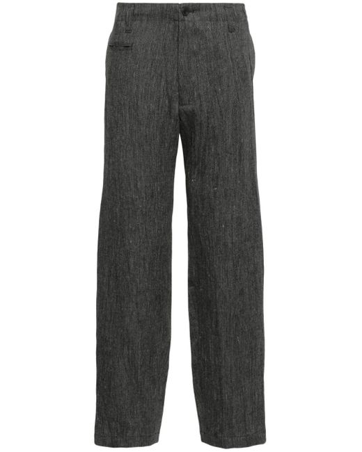 Yohji Yamamoto Gray Tapered Linen Trousers for men