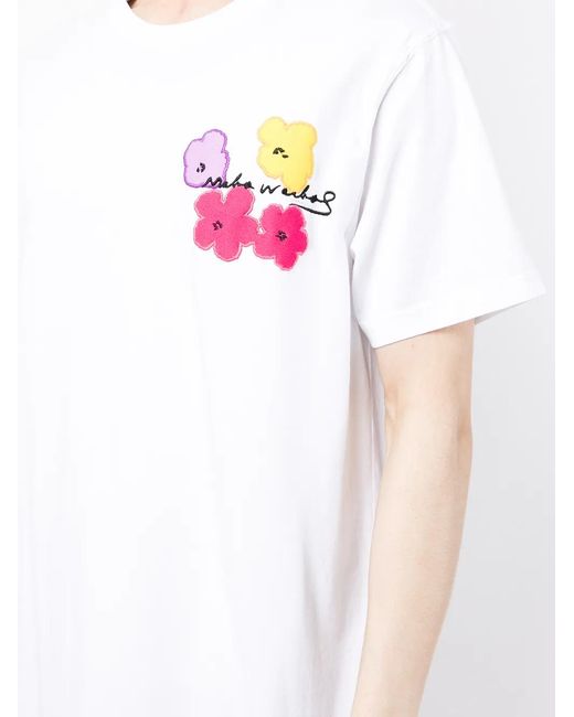 Maharishi White Floral-Embroidered Organic-Cotton T-Shirt for men