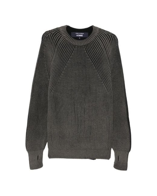 Comme des Garçons Gray Ribbed-Knit Raglan-Sleeve Sweater for men