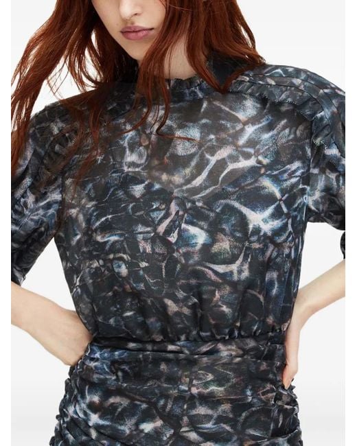 AllSaints Blue Abstract-print Mini Dress
