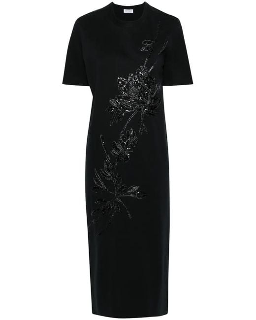 Brunello Cucinelli Black Sequin-Embellished Midi Dress