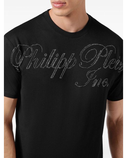 Philipp Plein Black Crystal-embellished Cotton T-shirt for men