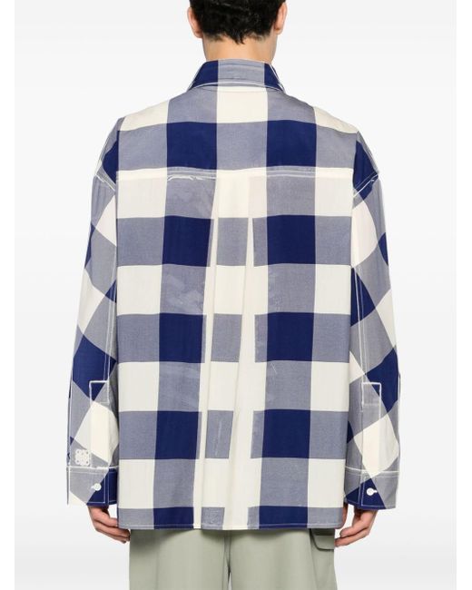 Check-pattern wool shirt di Loewe in Blue da Uomo