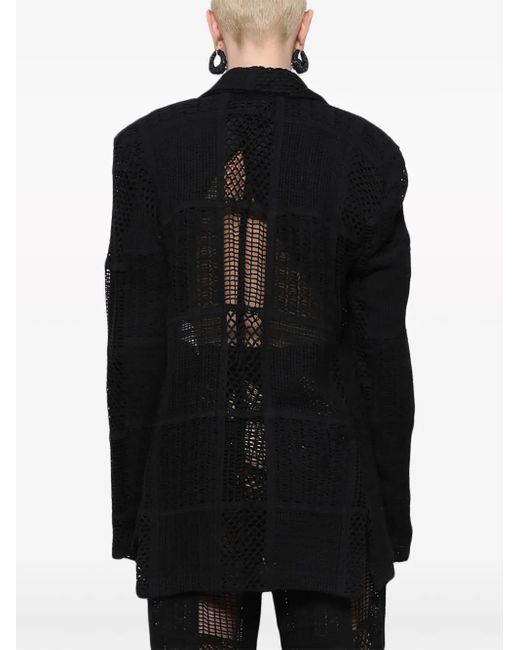 Roberta Einer Black Boyfriend Single-Breasted Macrame Blazer