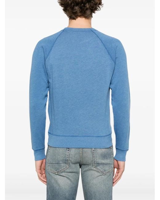 Felpa Con Applicazione di Tom Ford in Blue da Uomo
