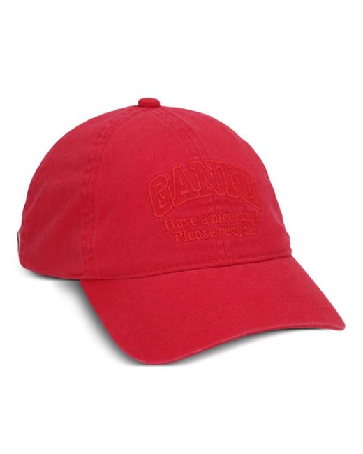 Cappello da baseball con ricamo di Ganni in Red