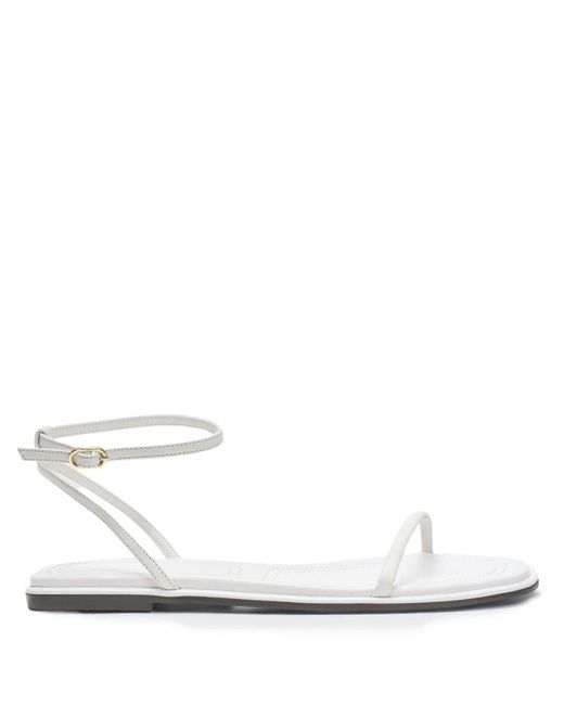 12 STOREEZ White Buckled Leather Sandals