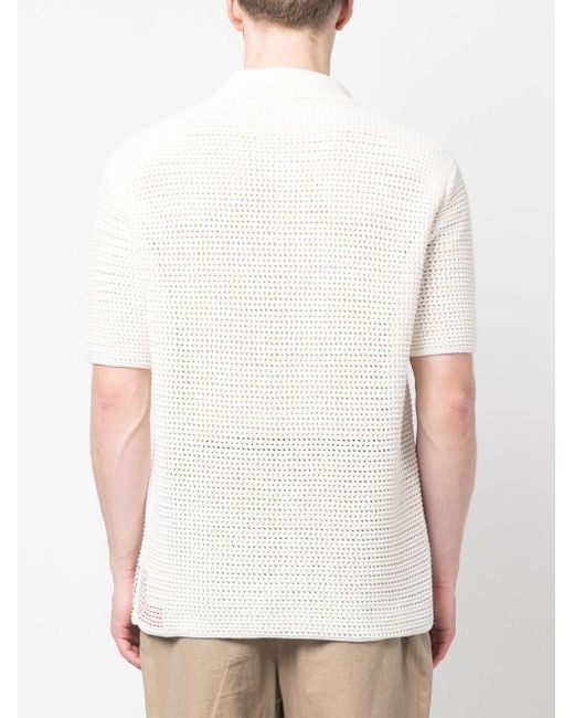Orlebar Brown White Batten Crochet Polo Shirt for men