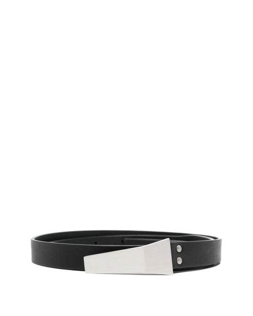 Rick Owens White Buckle Calfskin Belt for men