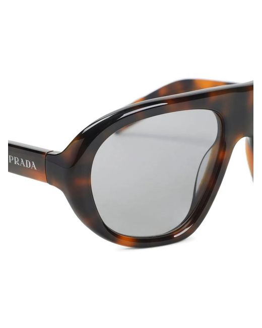 Prada Gray Acetate Geometric Sunglasses