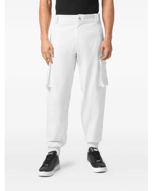 Philipp Plein White Cargo Trousers for men