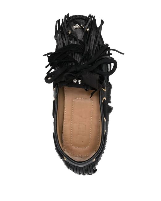13 09 SR Black Fringed-Leather Loafers