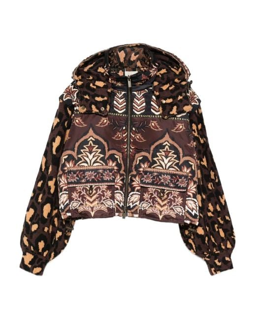 Farm Rio Black Ainika Animal-print Hooded Jacket