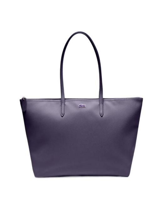 Lacoste Purple Large Logo-Plaque Tote Bag