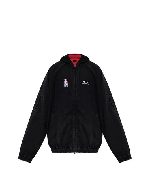Balenciaga Black X Nba Zip-Up Hooded Jacket for men