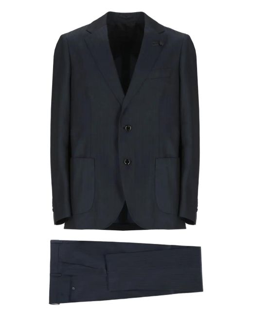 Lardini Black Single-Breasted Cotton Suit for men