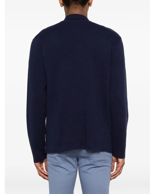 Barba Napoli Blue Cardigan À Poche Plaquée for men