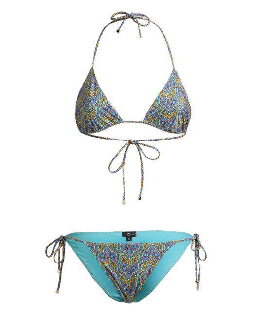 Etro Green Paisley-Print Bikini