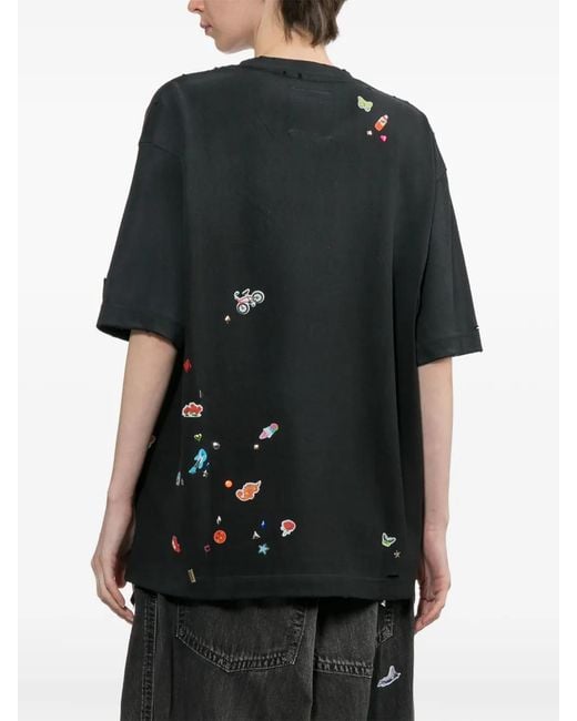 Maison Mihara Yasuhiro Black Kids Sticker Printed T-Shirt