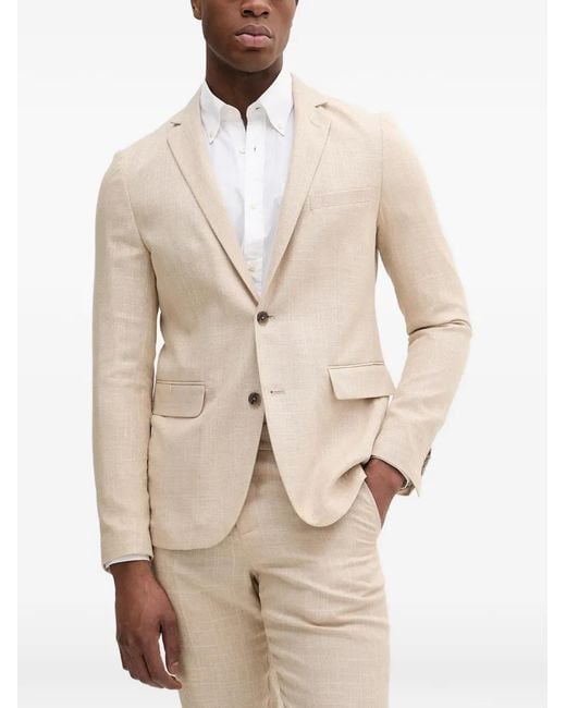 Lindbergh Natural Buttoned Notched-Lapels Suit for men