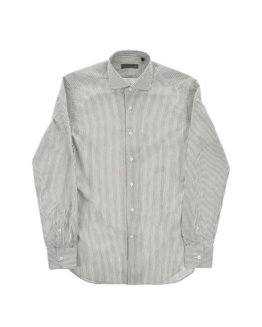 Corneliani Gray Striped-Pattern Shirt for men