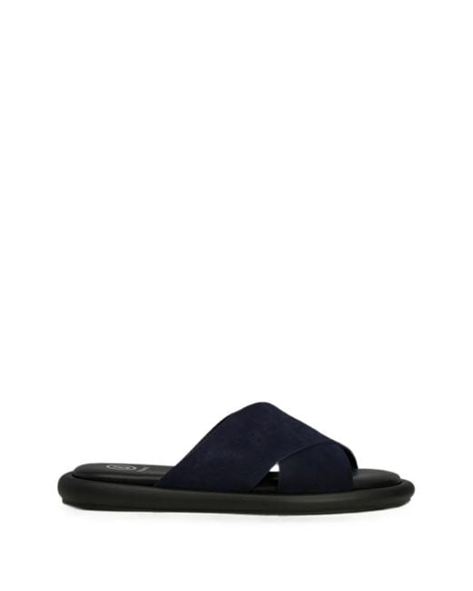 Bogner Blue Crossover-Strap Logo-Embossed Slides for men