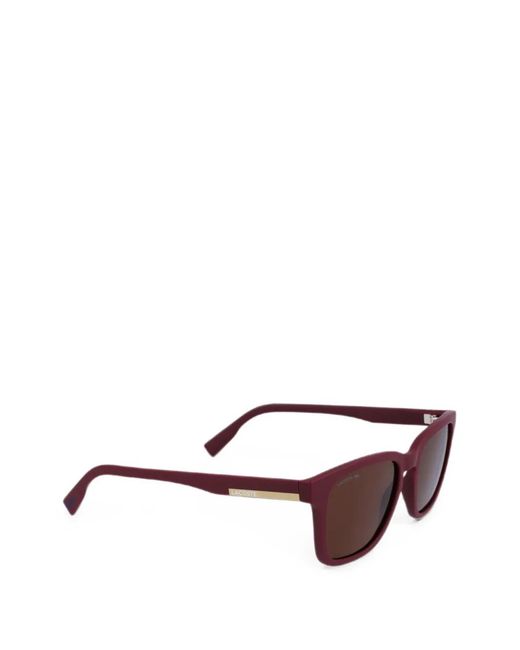 Lacoste Brown Matte-Finish Rectangle-Frame Sunglasses for men