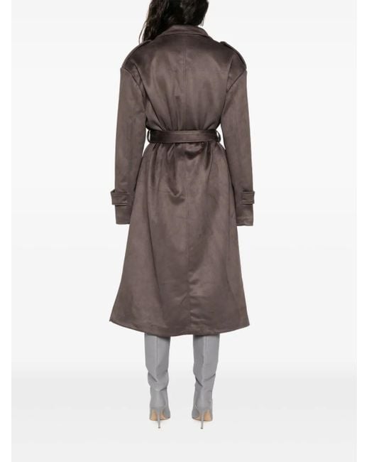 Frankie Shop Brown Pembroke Belted Double-Breasted Trench Coat
