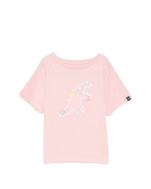 SPORT b. by agnès b. Pink Outline Dino T-Shirt