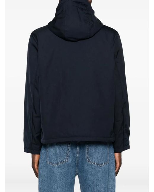 メンズ Emporio Armani ロゴパッチ フーデッドジャケット Blue