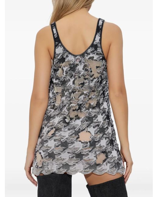 DIESEL Black Frayed Houndstooth Top