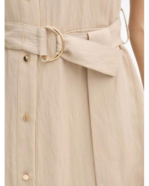 Joseph Ribkoff Natural Belted Button-Front Midi Dress