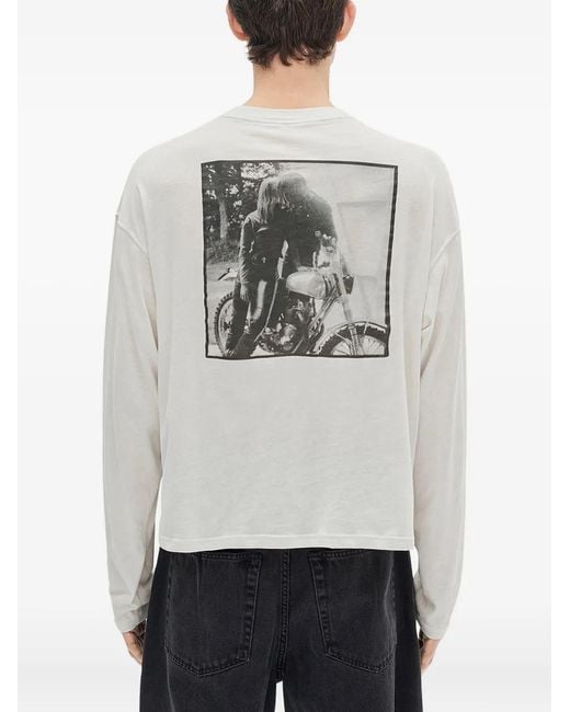 Ann Demeulemeester Bike Printed Long-Sleeve T-Shirt in White for