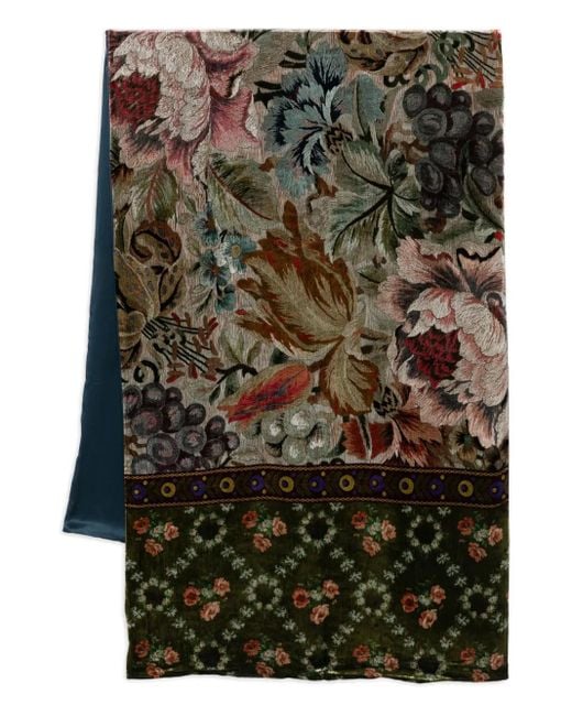 Pierre Louis Mascia Green Floral-Print Scarf