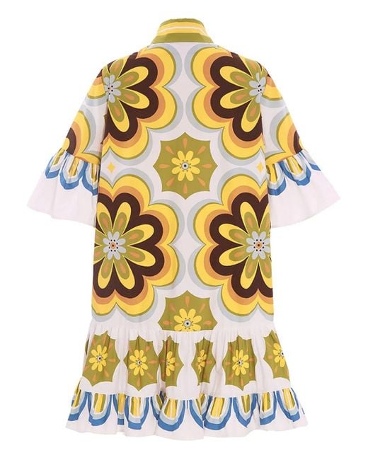 LaDoubleJ Yellow Floral-print Cotton Dress