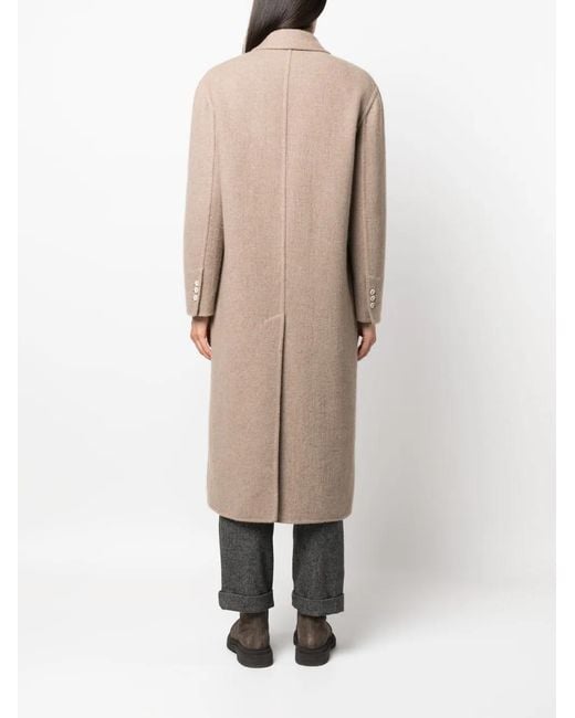 Brunello Cucinelli Natural Double-Breasted Cashmere Coat