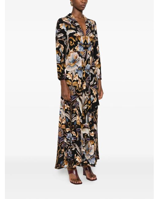 FARM Rio Snake Garden Floral-Print Dress in Black | Lyst