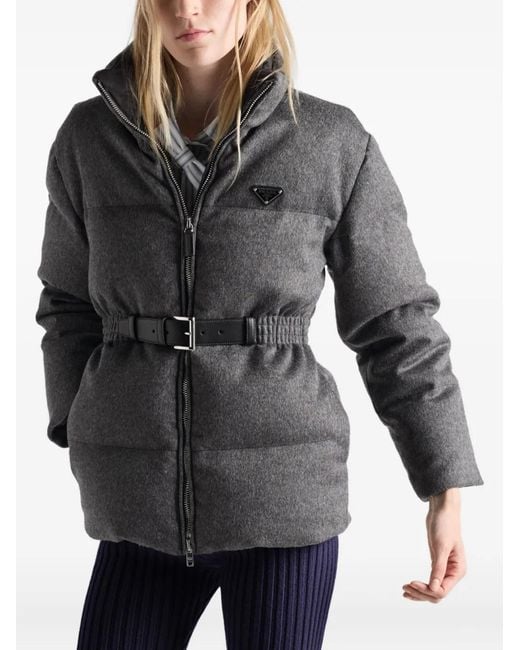 Prada Gray Wool Loden Down Jacket
