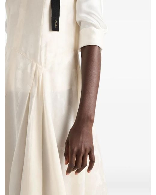 Prada White Jacquard Floral Midi Dress