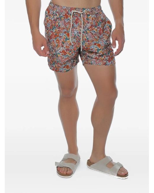 Mc2 Saint Barth Green Lighting Floral-Print Swim Shorts for men
