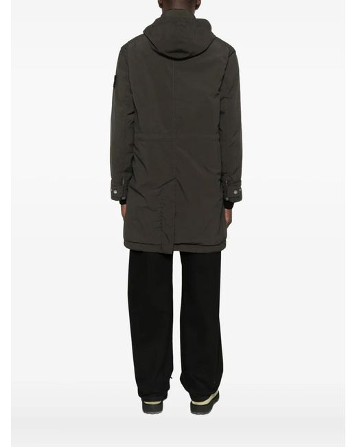 Stone Island Black Long Coat for men