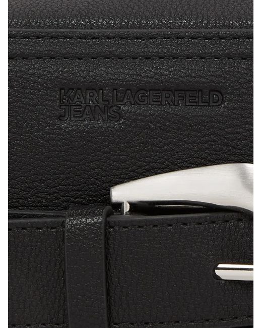Karl Lagerfeld Black Buckle-Detail Crossbody Bag